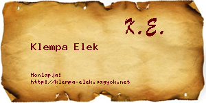 Klempa Elek névjegykártya